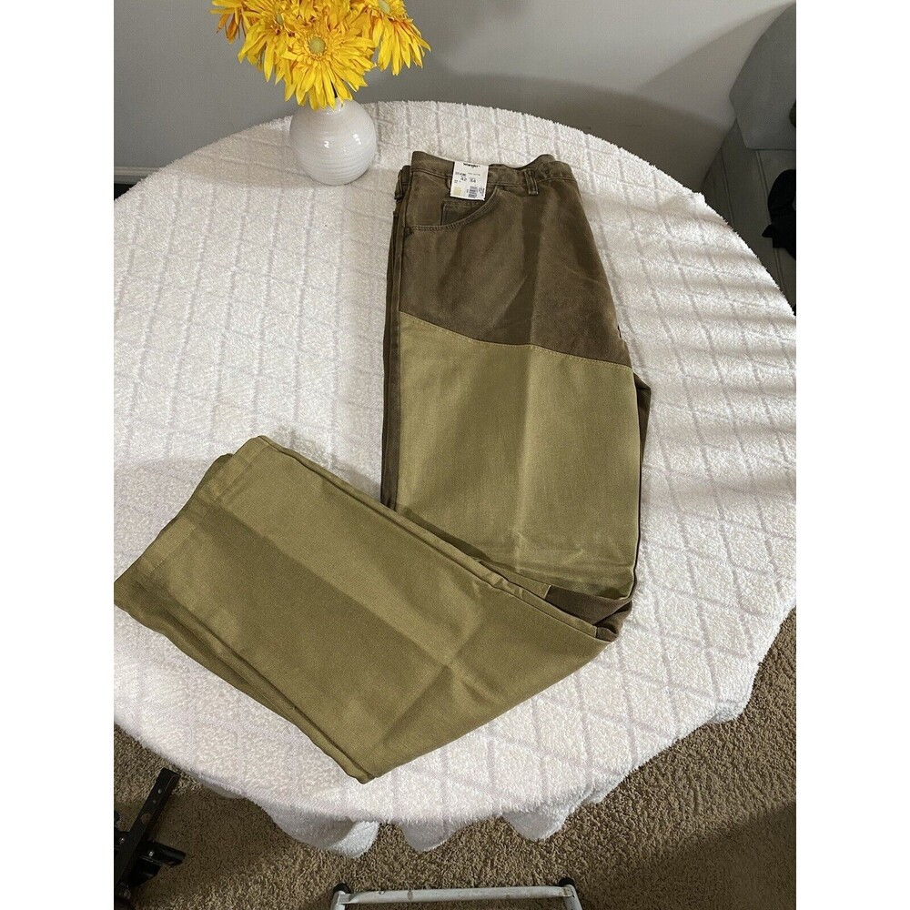 Wrangler Rugged Wear NWT USA Made Double Knee Brown/green Jeans Size 42W 34L
